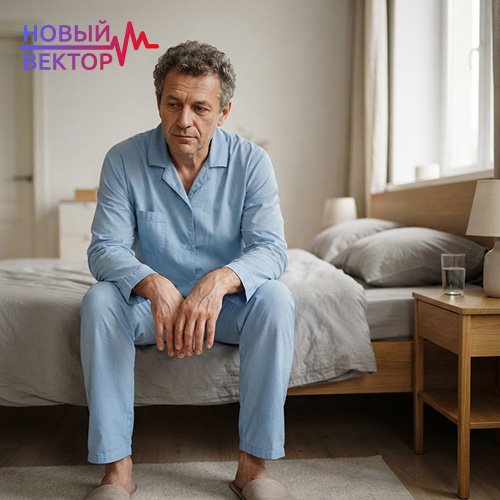 Мужчина в одиночестве сидит на кровати дома, отражая социальную изоляцию при анонимном лечении алкогольной зависимости